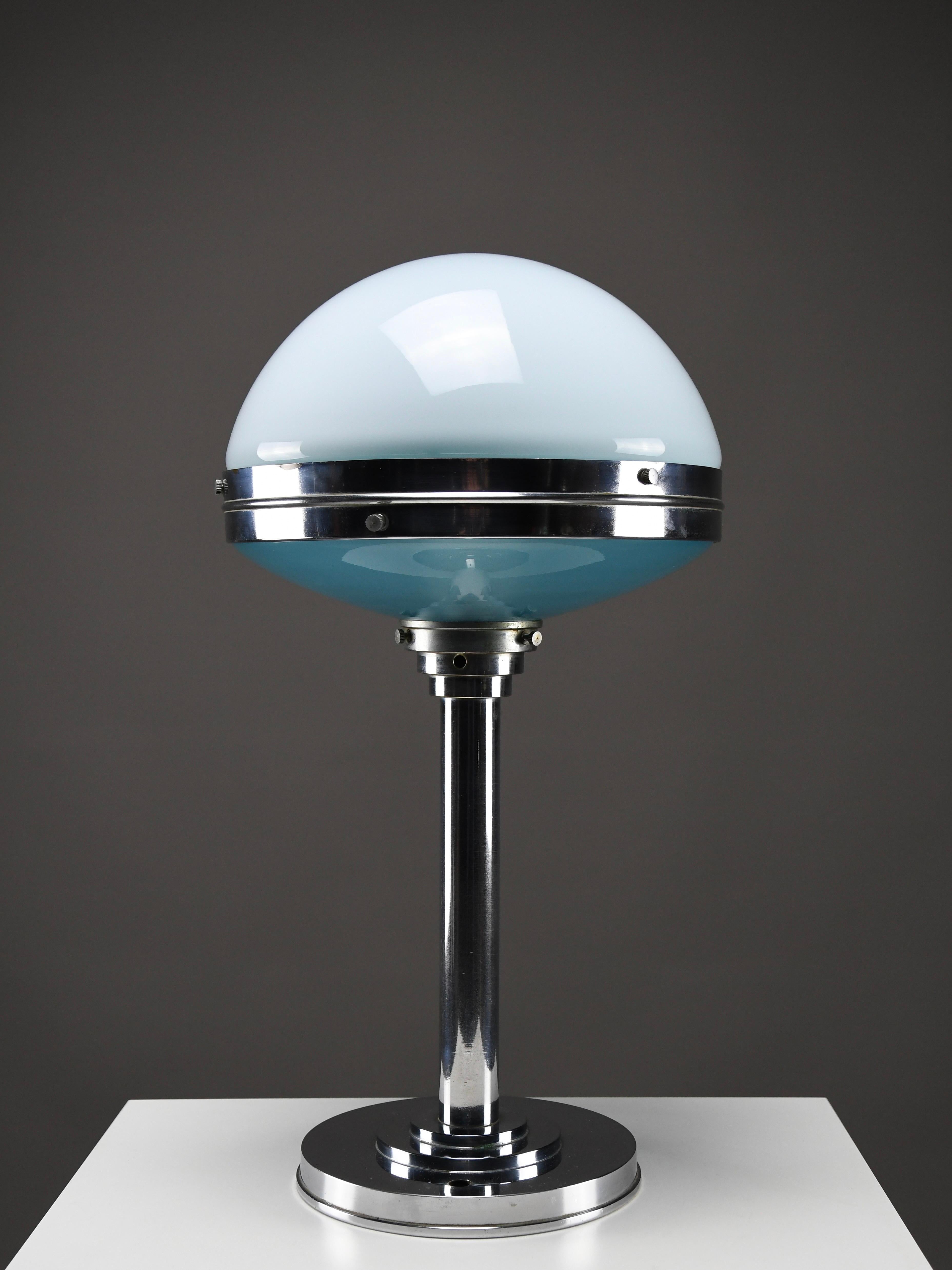 Lámpara de mesa Art Déco cromada de Bosi & Cie - Model Ilrin 135, Francia Años 30 en Bueno estado para la venta en Weesp, NL