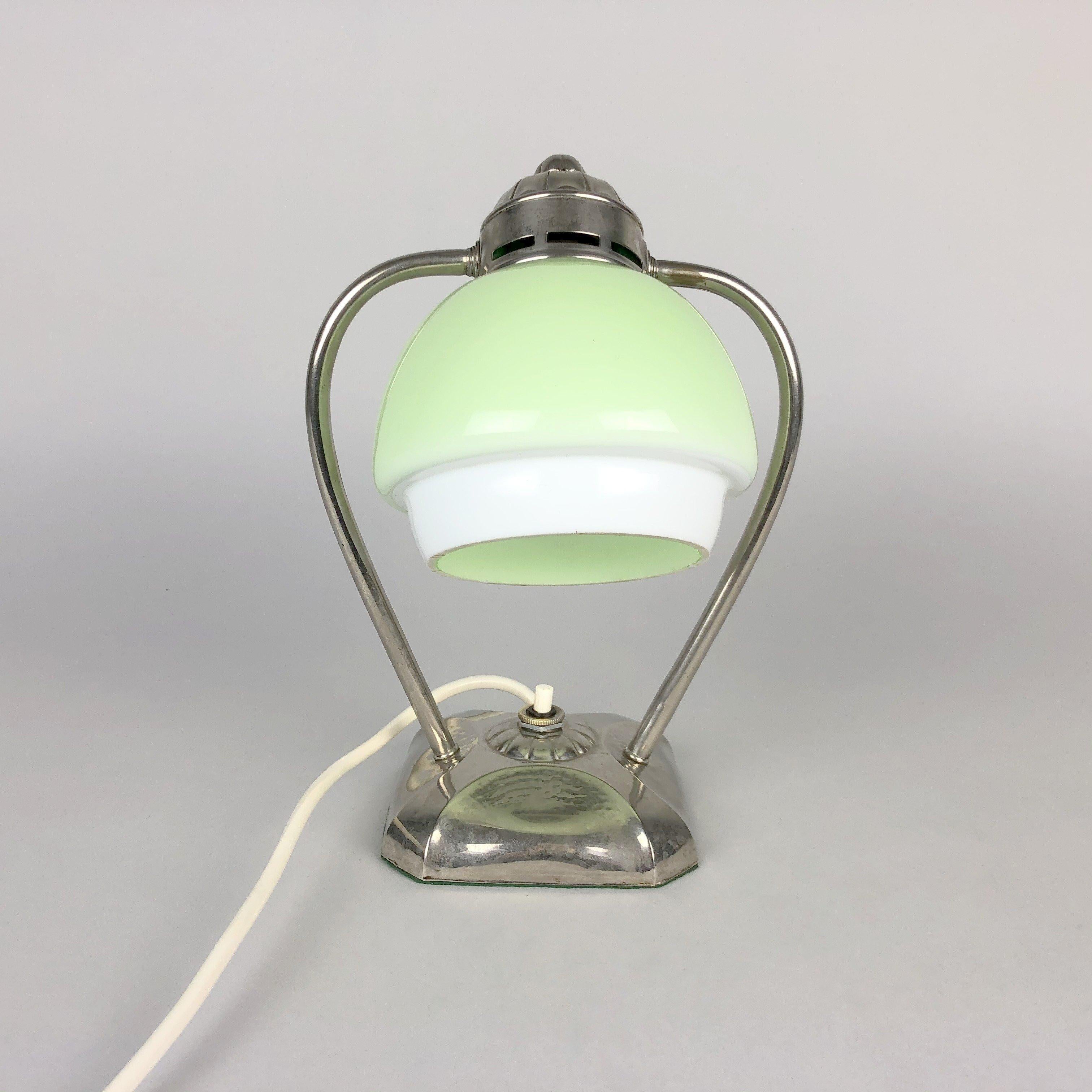 Czech Art Deco Chrome Table Lamp or Lantern, 1930s