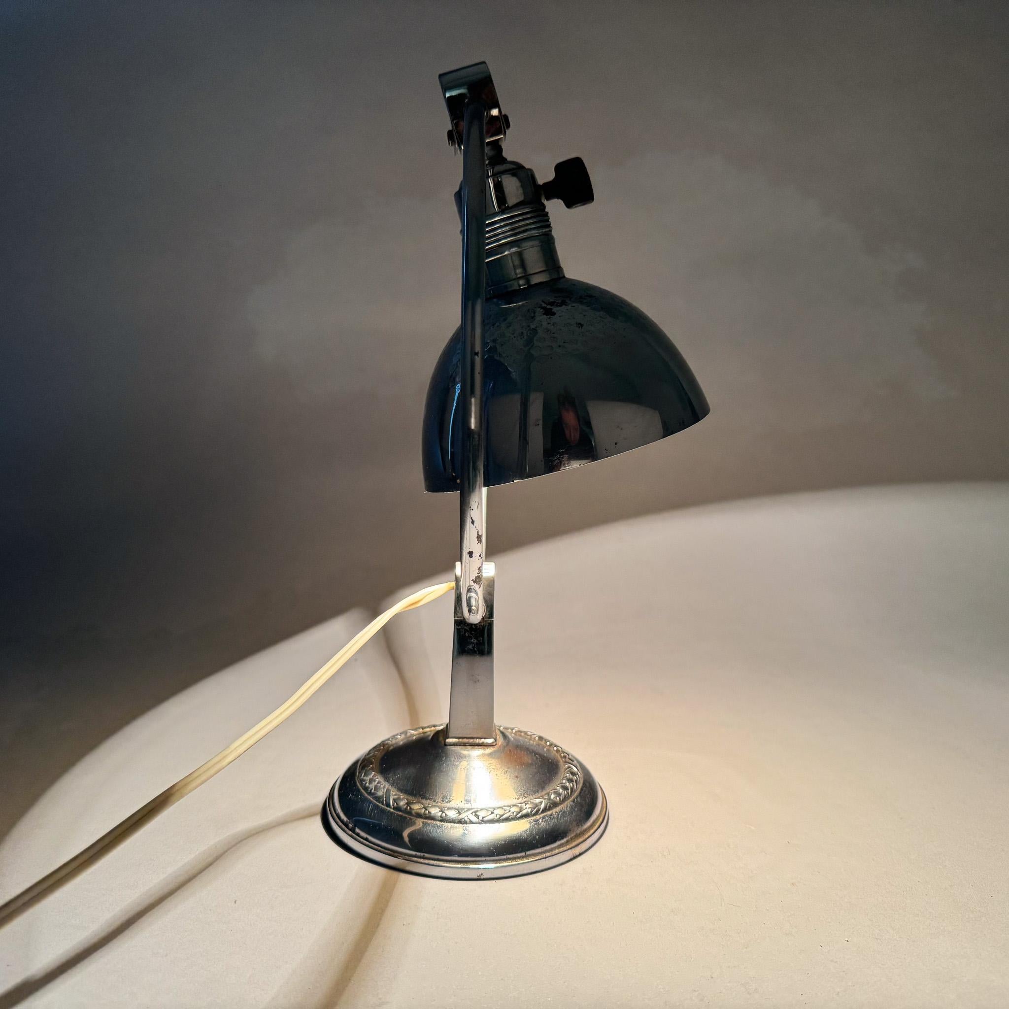 Art Deco Chrome Table Lamp / Lantern, 1930's In Good Condition For Sale In Praha, CZ