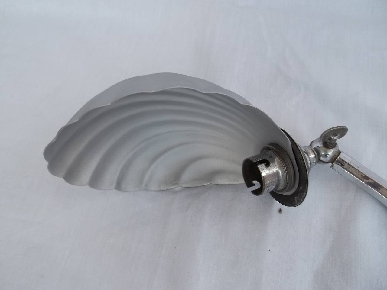 Art Deco Chrome Table or Desk Lamp all adjustable with Shell Shade, circa 1920s 1