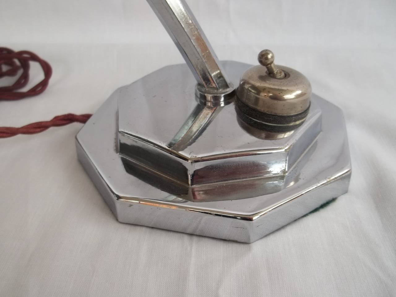 Art Deco Chrome Table or Desk Lamp all adjustable with Shell Shade, circa 1920s 2