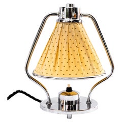 Lampe de table Art Déco chromée avec abat-jour en tissu vienne vers 1920