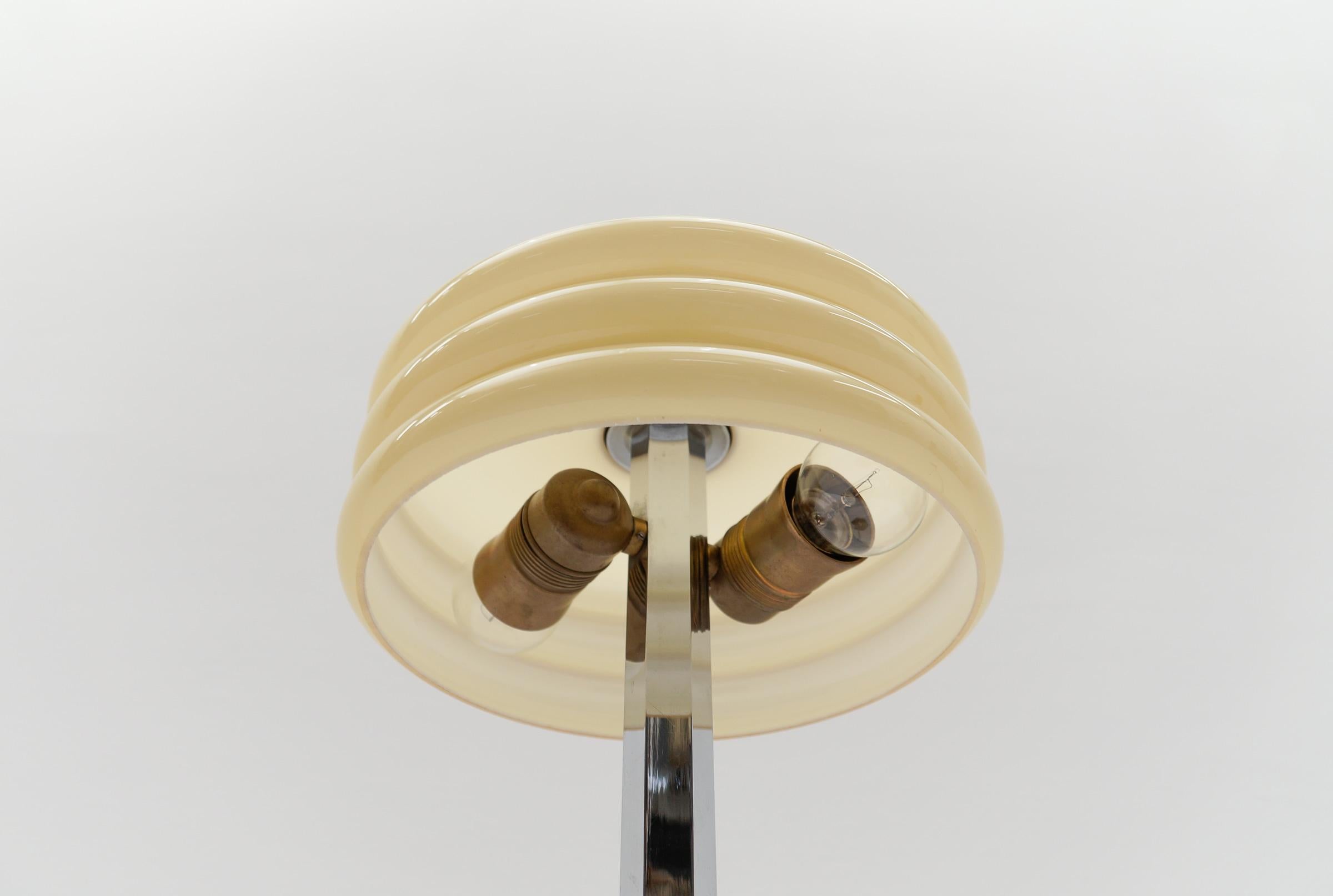 Art Deco Chrome Table Lamp with Glass Shade and Marble Base, 1940s, Germany For Sale 1