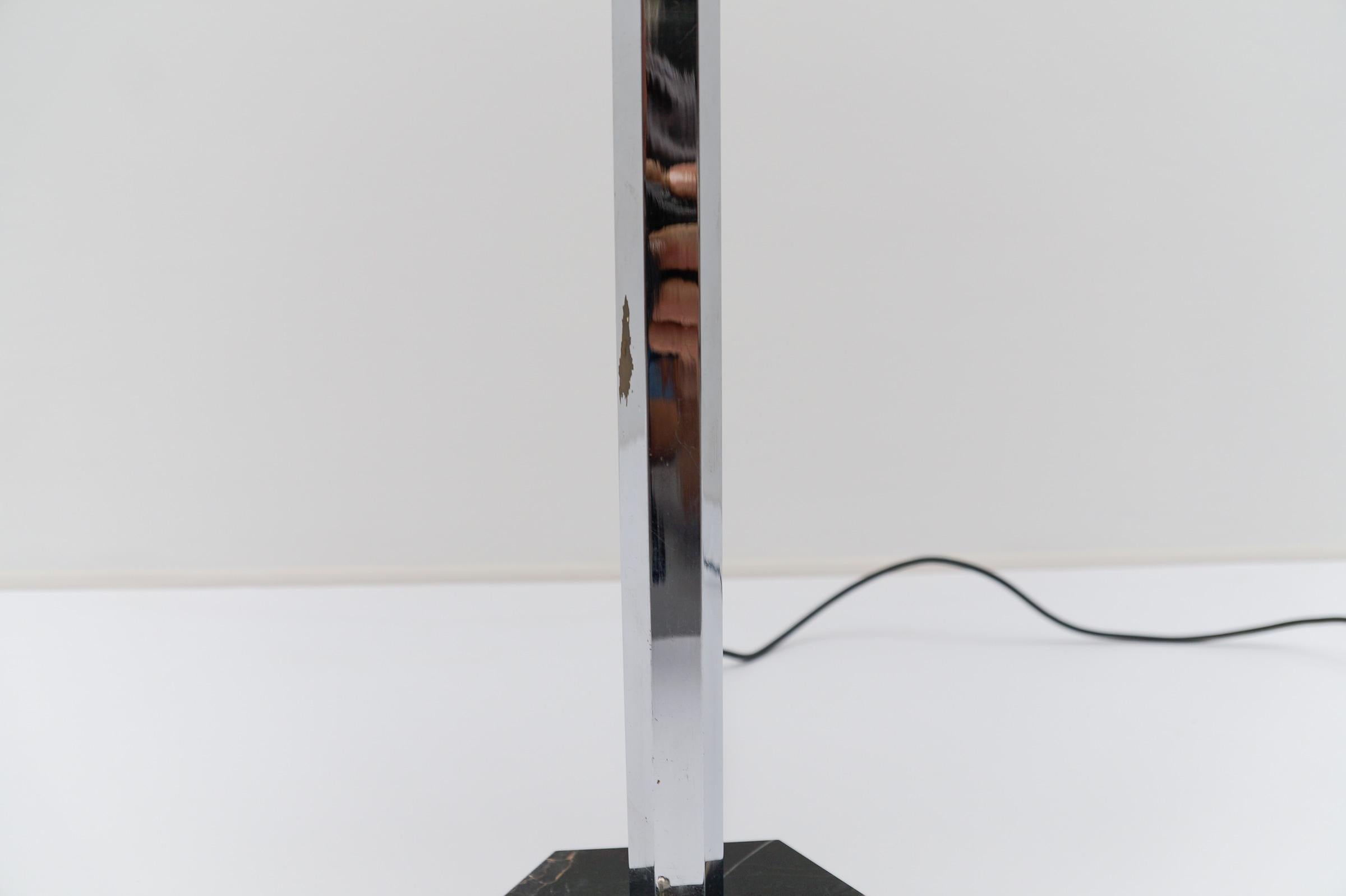 Art Deco Chrome Table Lamp with Glass Shade and Marble Base, 1940s, Germany For Sale 4