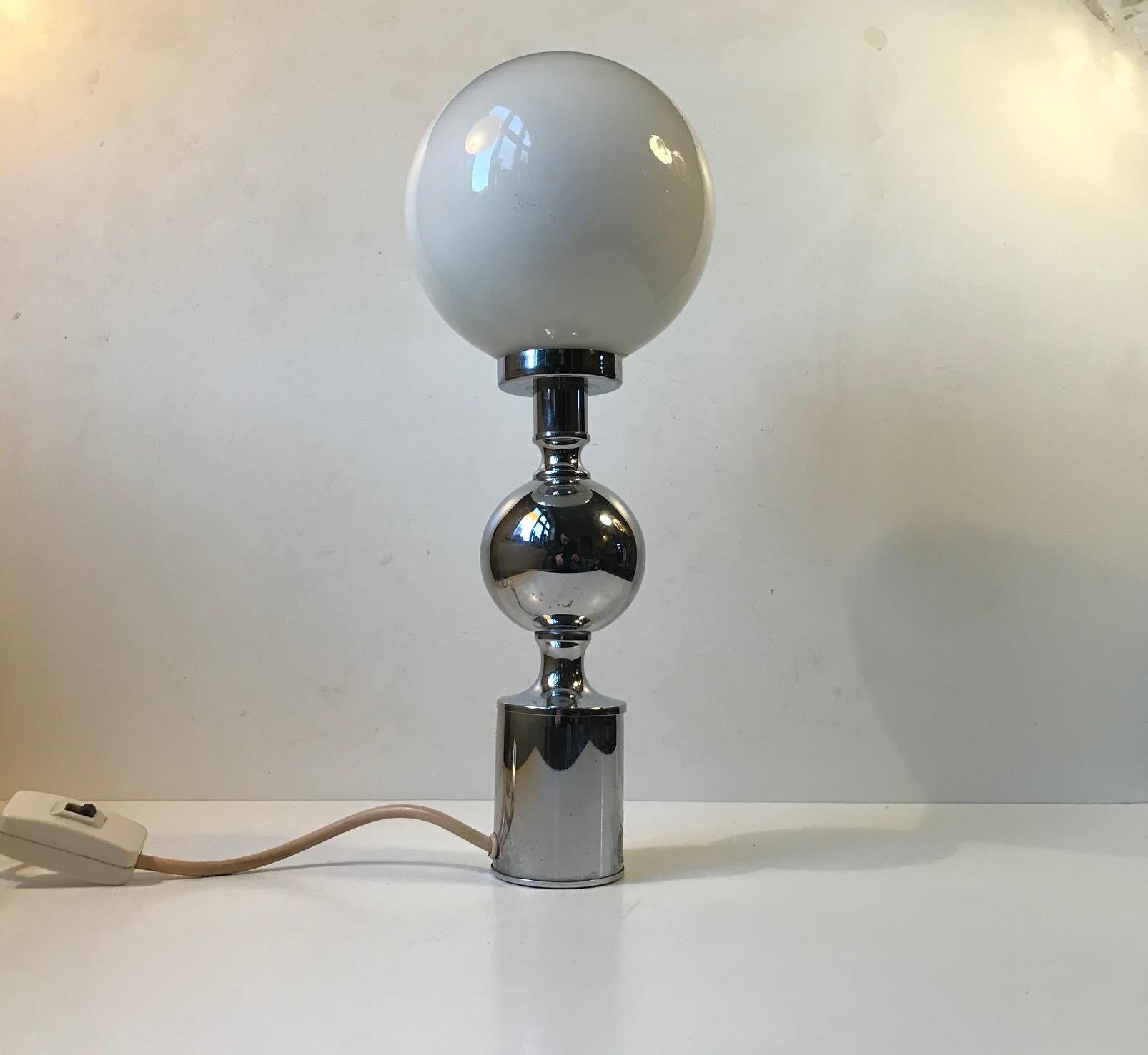 Late 20th Century Art Deco Chrome Table Lamp with Sphere by Sölken Leuchten, Germany, 1970s For Sale