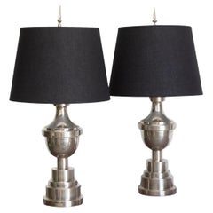 Art Deco Chrome Table Lamps, a Pair