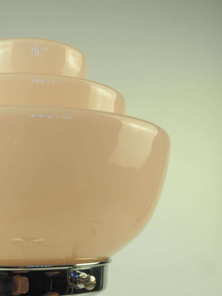 Art Deco Chrome Tall Elegant Table Lamp with Art Deco Pink Globe 2