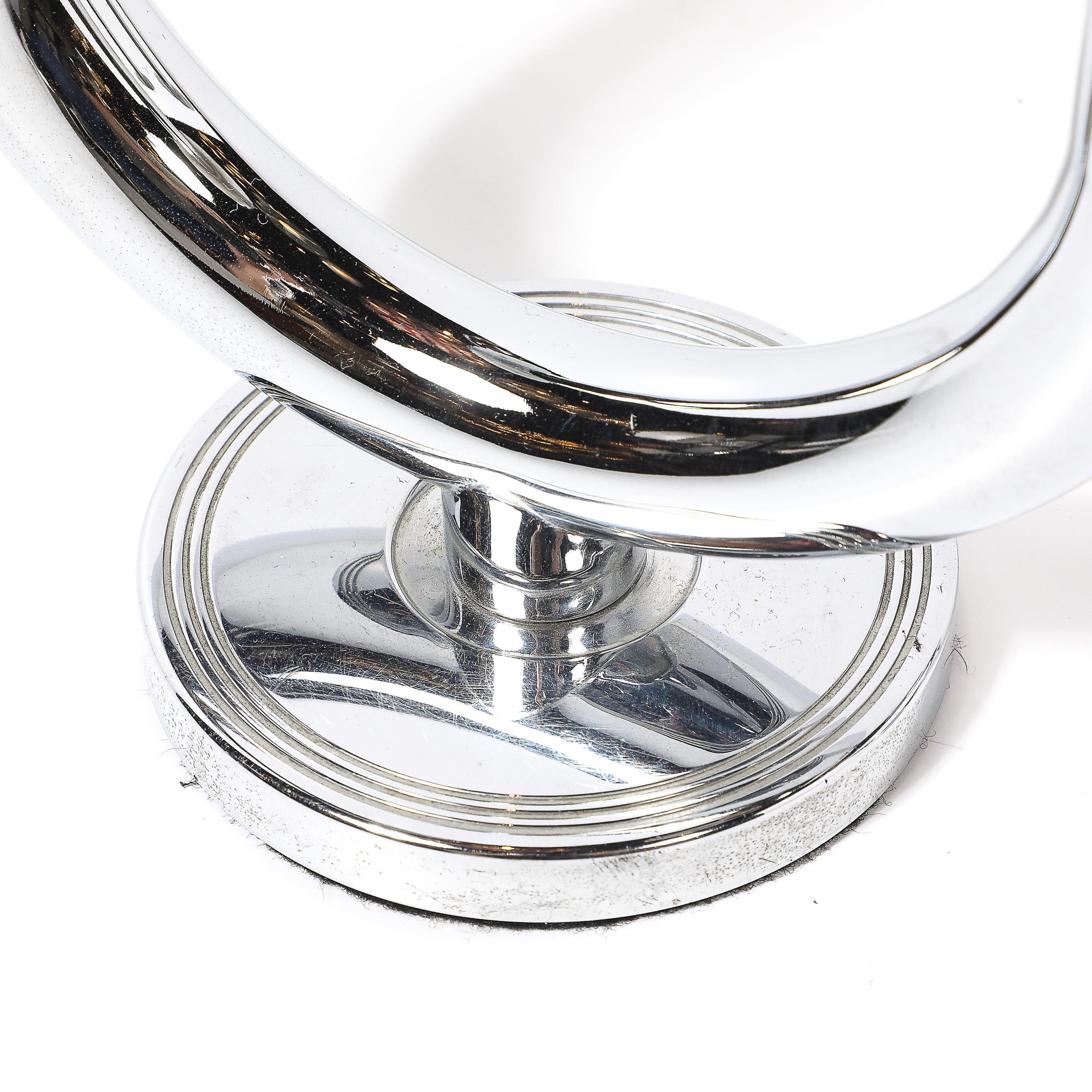 Portacandele in cromo Art Deco 