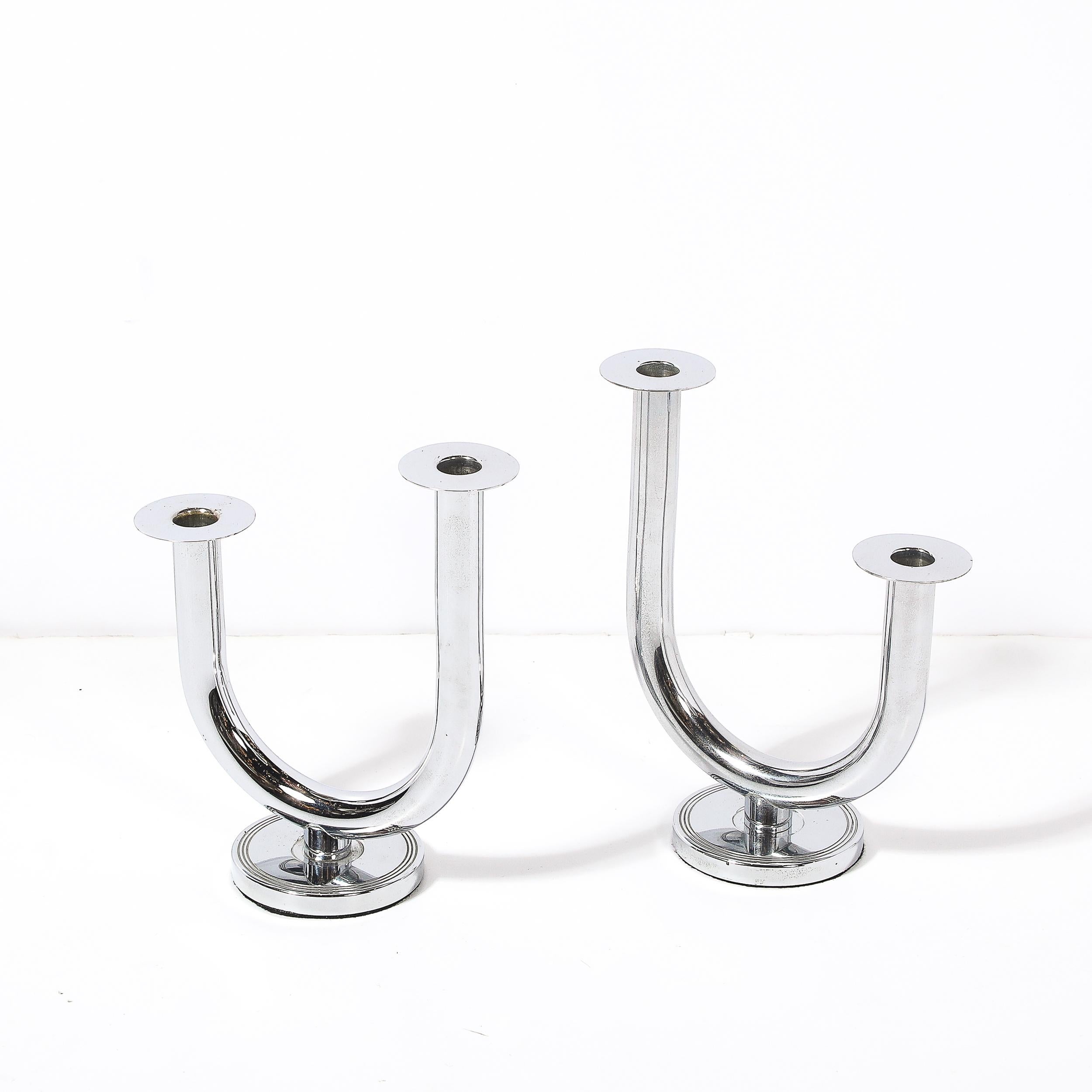 Art Déco Portacandele in cromo Art Deco 