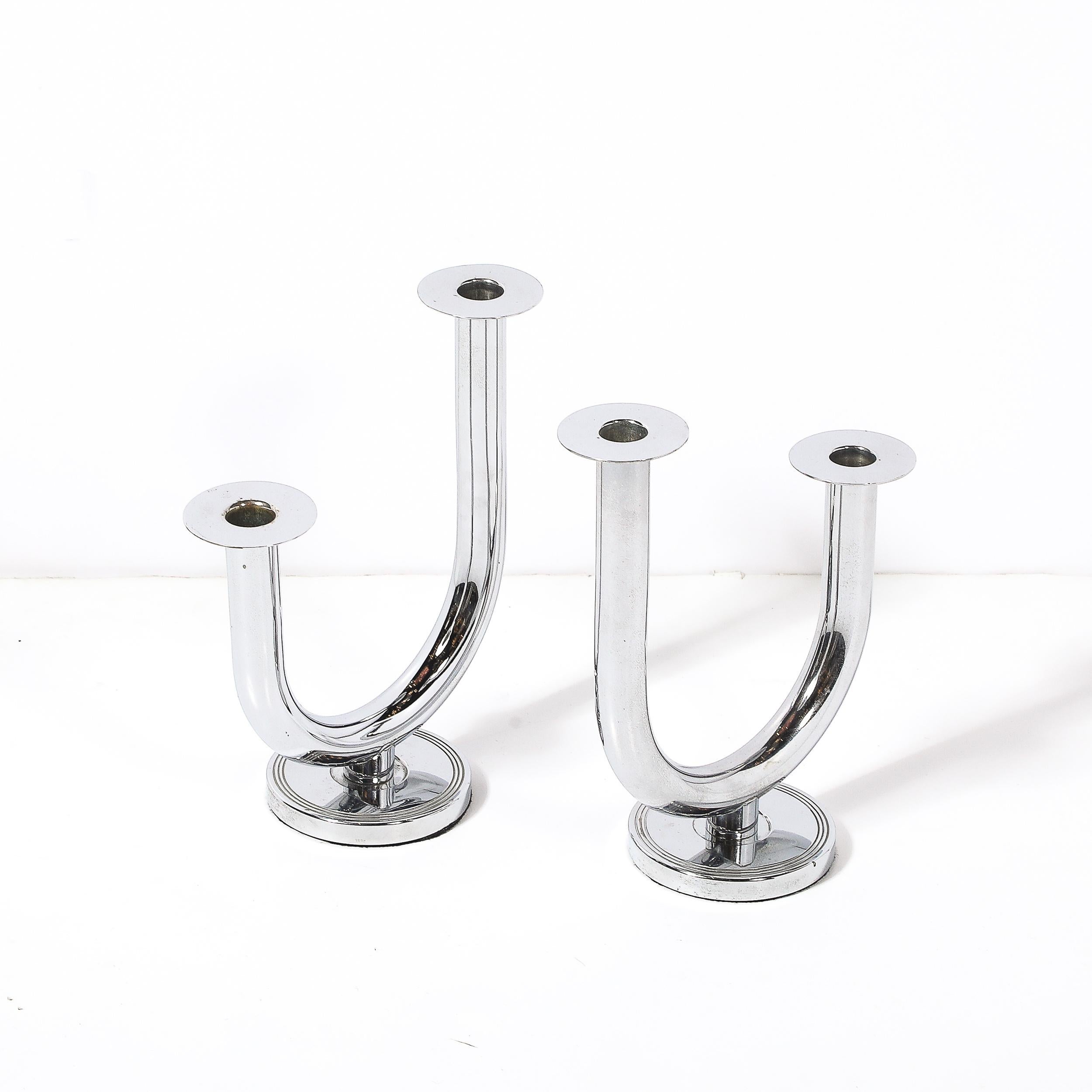 Americano Portacandele in cromo Art Deco 