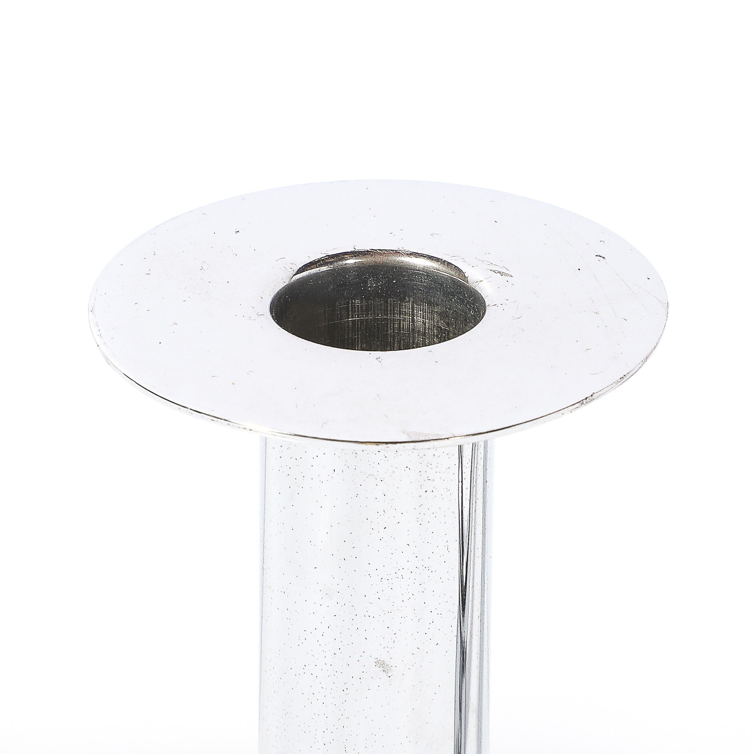 Portacandele in cromo Art Deco 