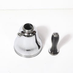 Art Deco Chrome Town Crier Bell Form Cocktail Shaker W/ Ebonized Walnut Handle