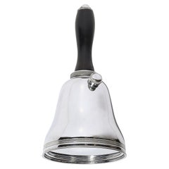 Art Deco Chrome Town Crier Bell Form Cocktail Shaker W/ Ebonized Walnut Handle