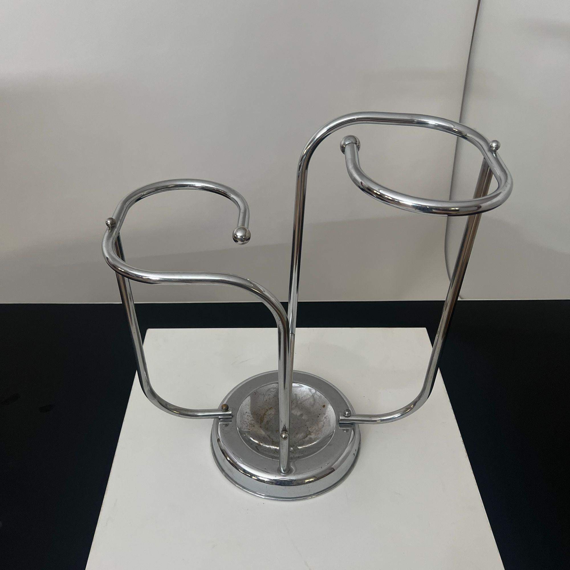 Art déco Art Deco Chrome Umbrella Stand, Tubular Steel, Chrome-plated, Belgium circa 1930 en vente