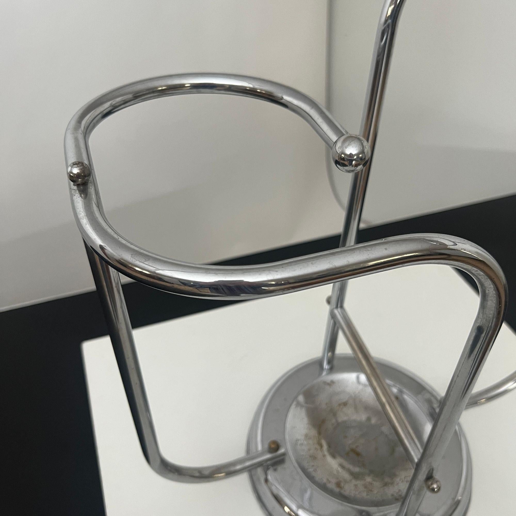 Belge Art Deco Chrome Umbrella Stand, Tubular Steel, Chrome-plated, Belgium circa 1930 en vente