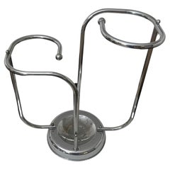 Art Deco Chrome Umbrella Stand, Tubular Steel, Chrome-plated, Belgium circa 1930