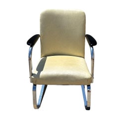Art Deco Chrome & Vinyl Springer Rocking Chair by Kem Weber for Lloyd