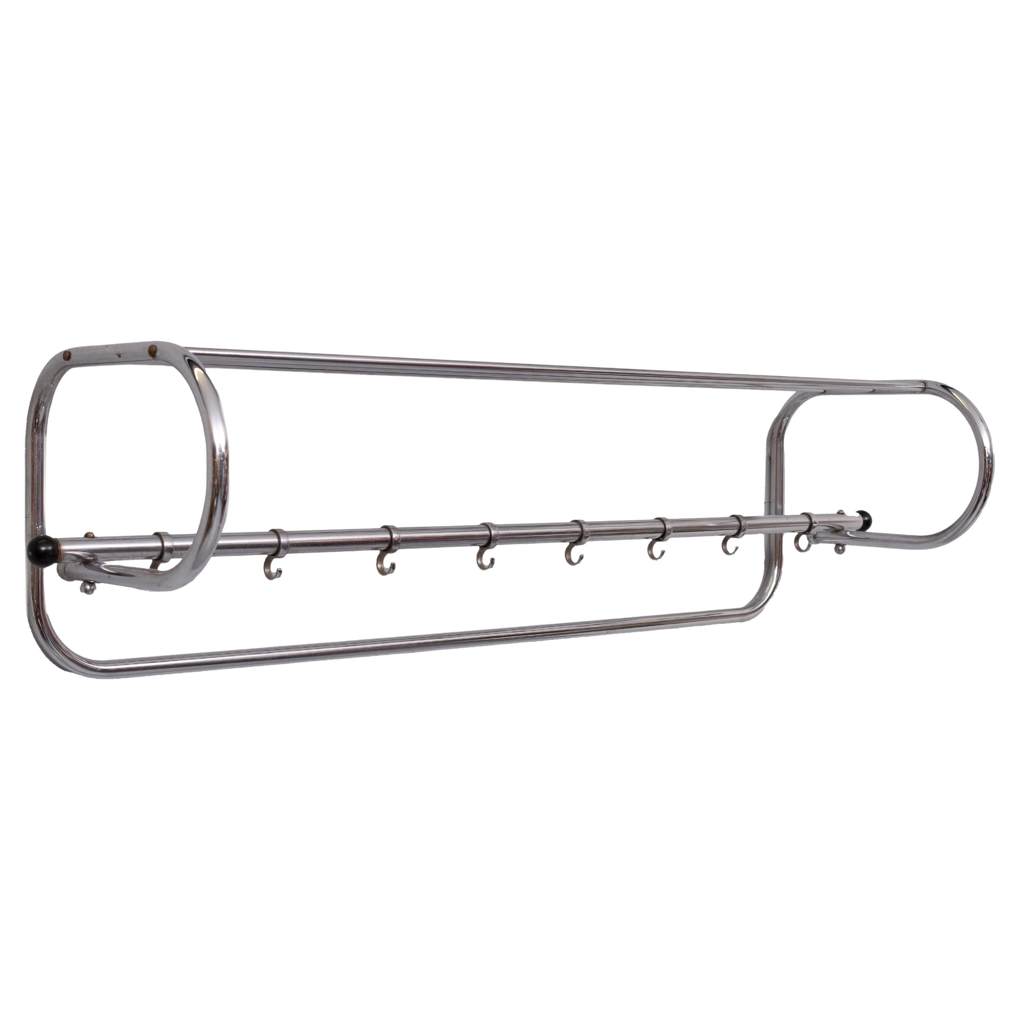 Art Deco Chrome wall Coat Rack Holland 1930s