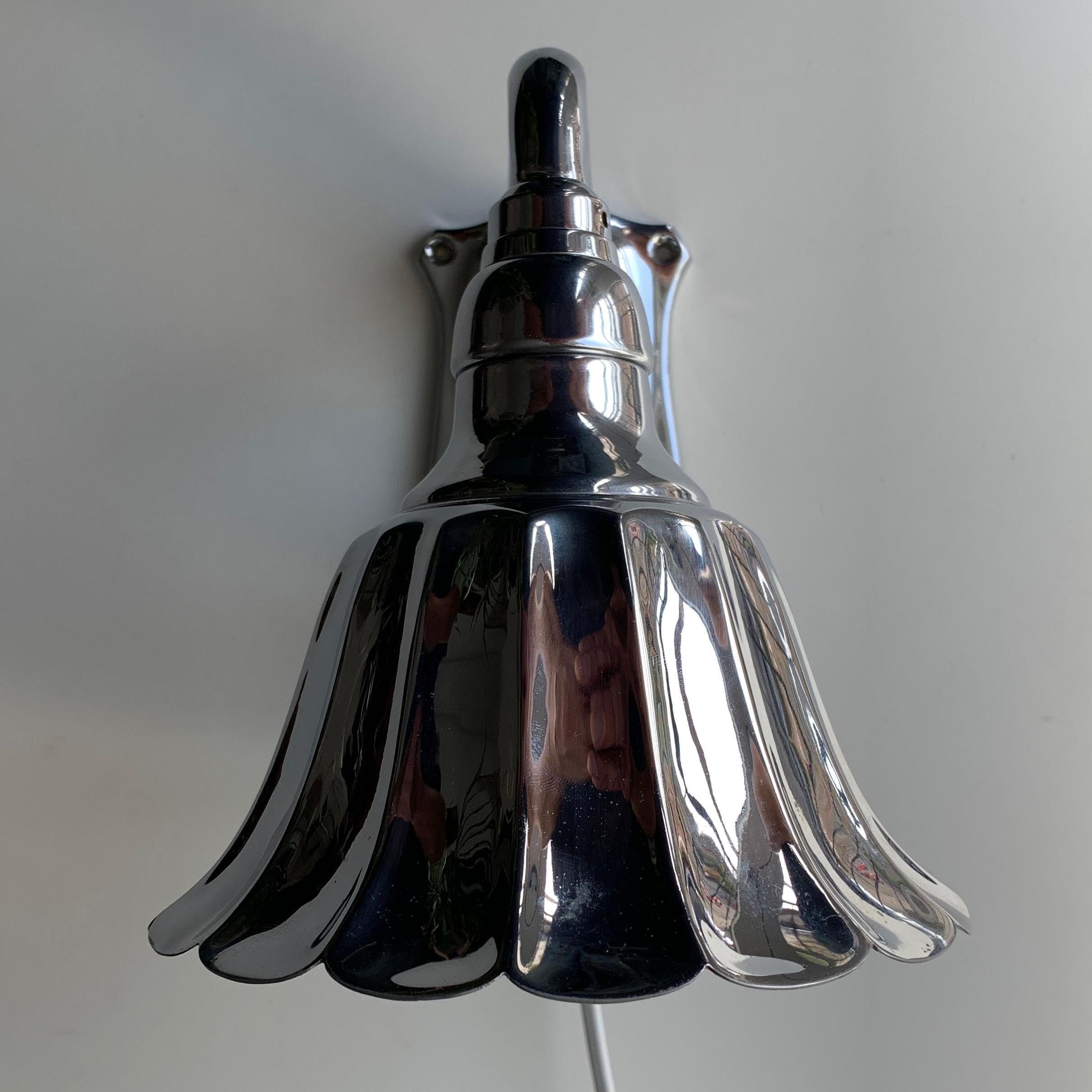 Art Deco Chrome Wall Light with Pello Patented Bakelite Switch In Good Condition For Sale In Copenhagen, DK