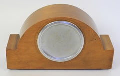 Art Deco Chrom & Walnuss  Kaminuhr mit Intarsien