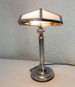 Art Deco Chrome & White Plexiglass Pirouett Table Lamp, 1930