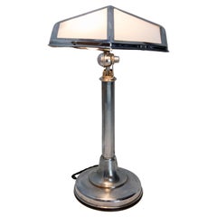 Vintage Art Deco Chrome & White Plexiglass Pirouett Table Lamp, 1930