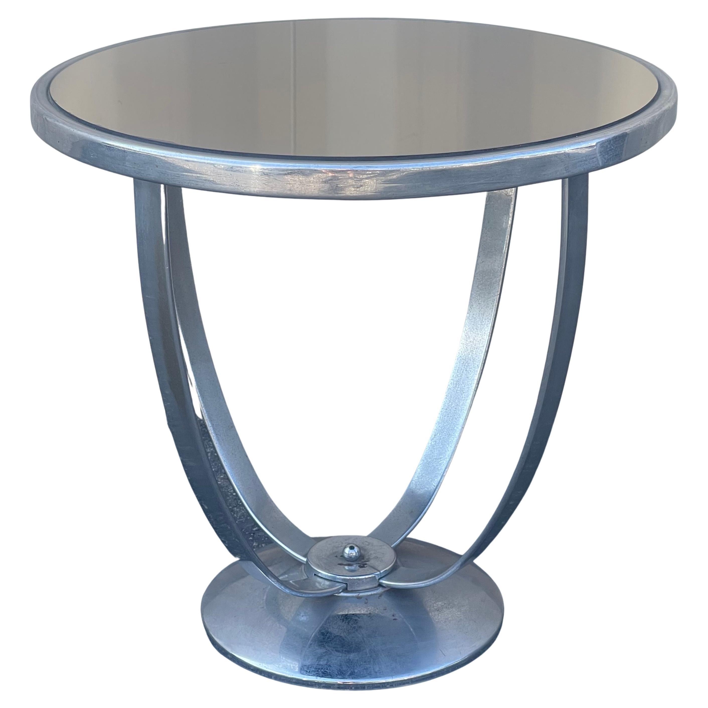 Art Deco Chrome with Mirrored Top Side Table by Wolfgang Hoffman for Howell Co. For Sale 11