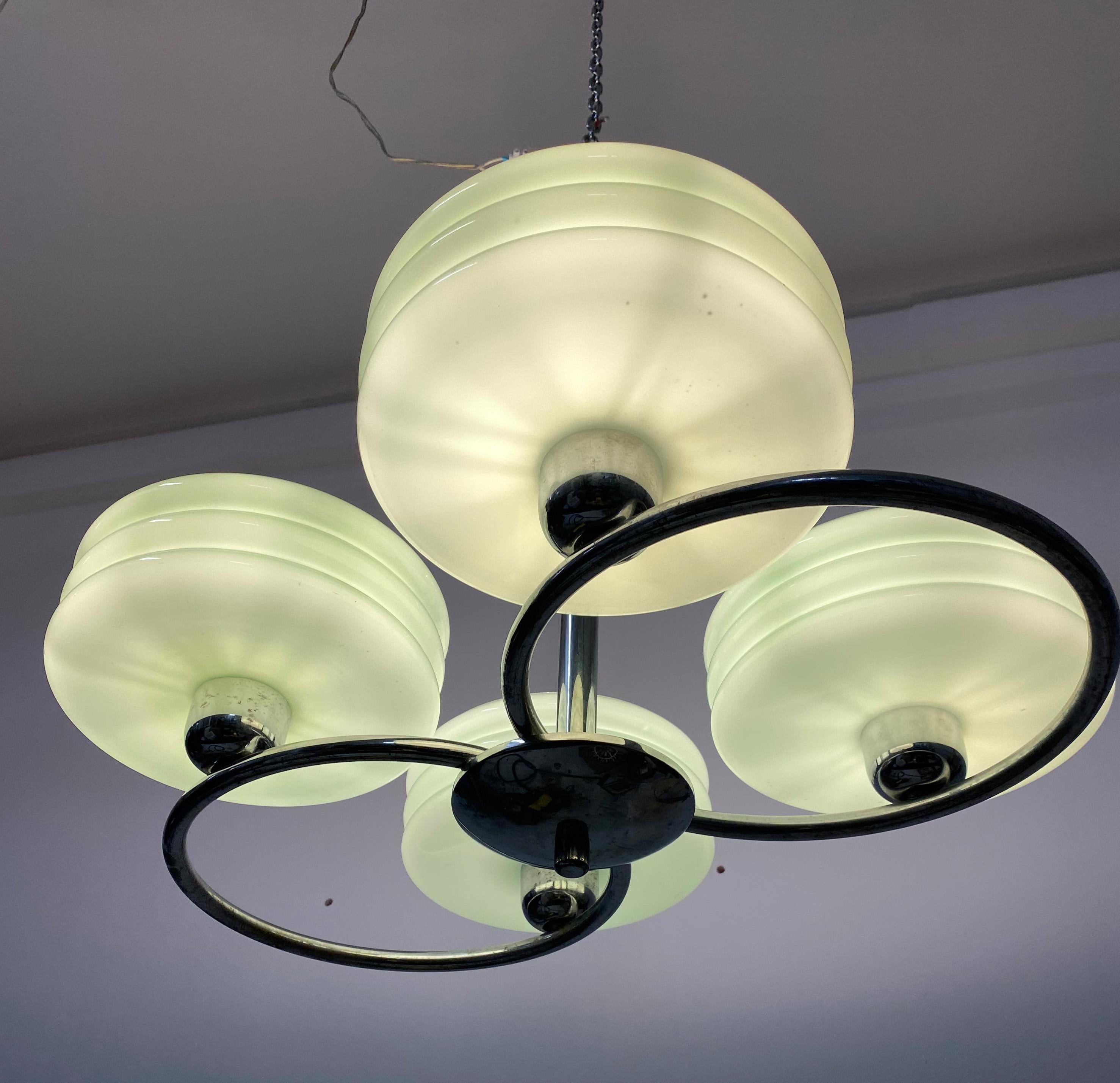 Lampadario Art Deco cromato in vendita 2