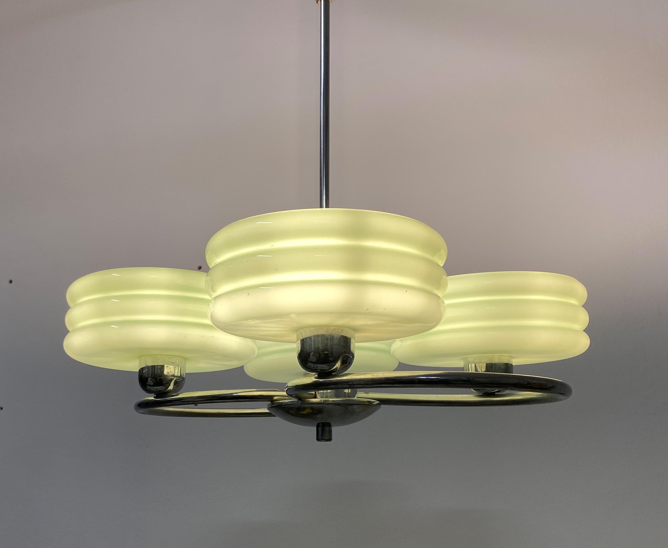 Lampadario Art Deco cromato in vendita 3