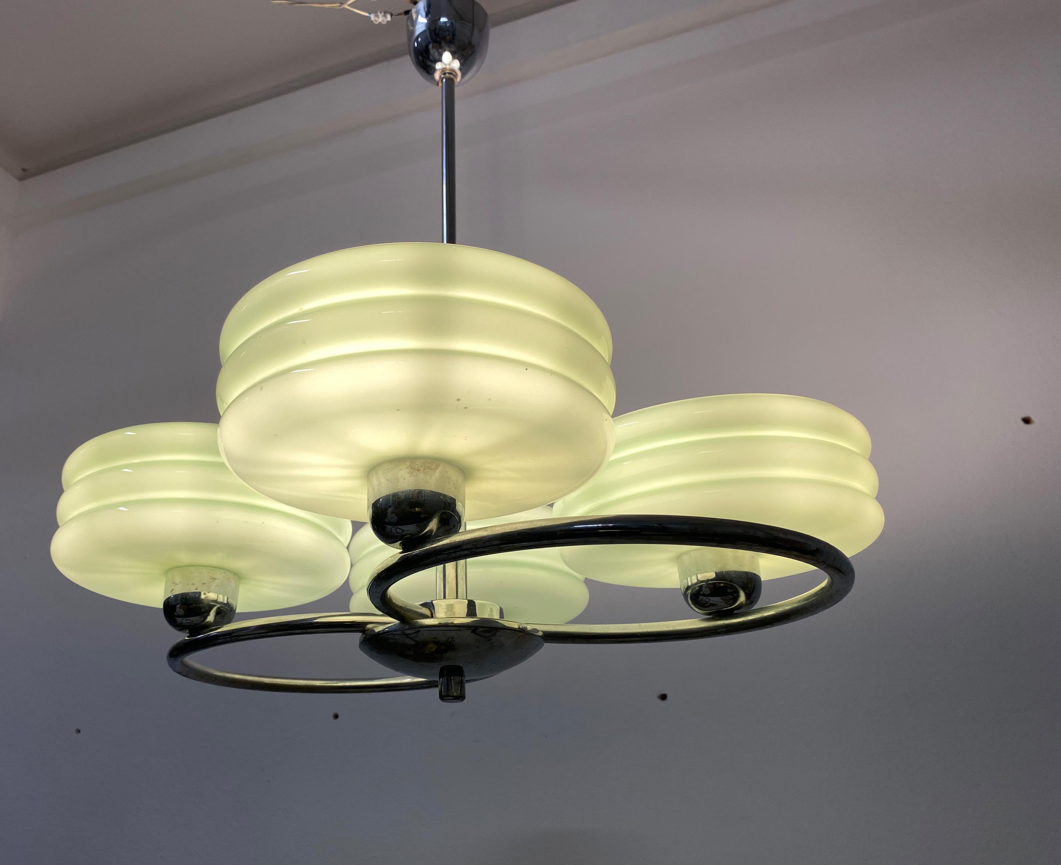 Lampadario Art Deco cromato in vendita 4