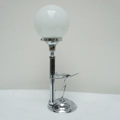 Art Deco Chromed Metal 'Aviation' Table Lamp with a Mounted Hurricane Aeroplane