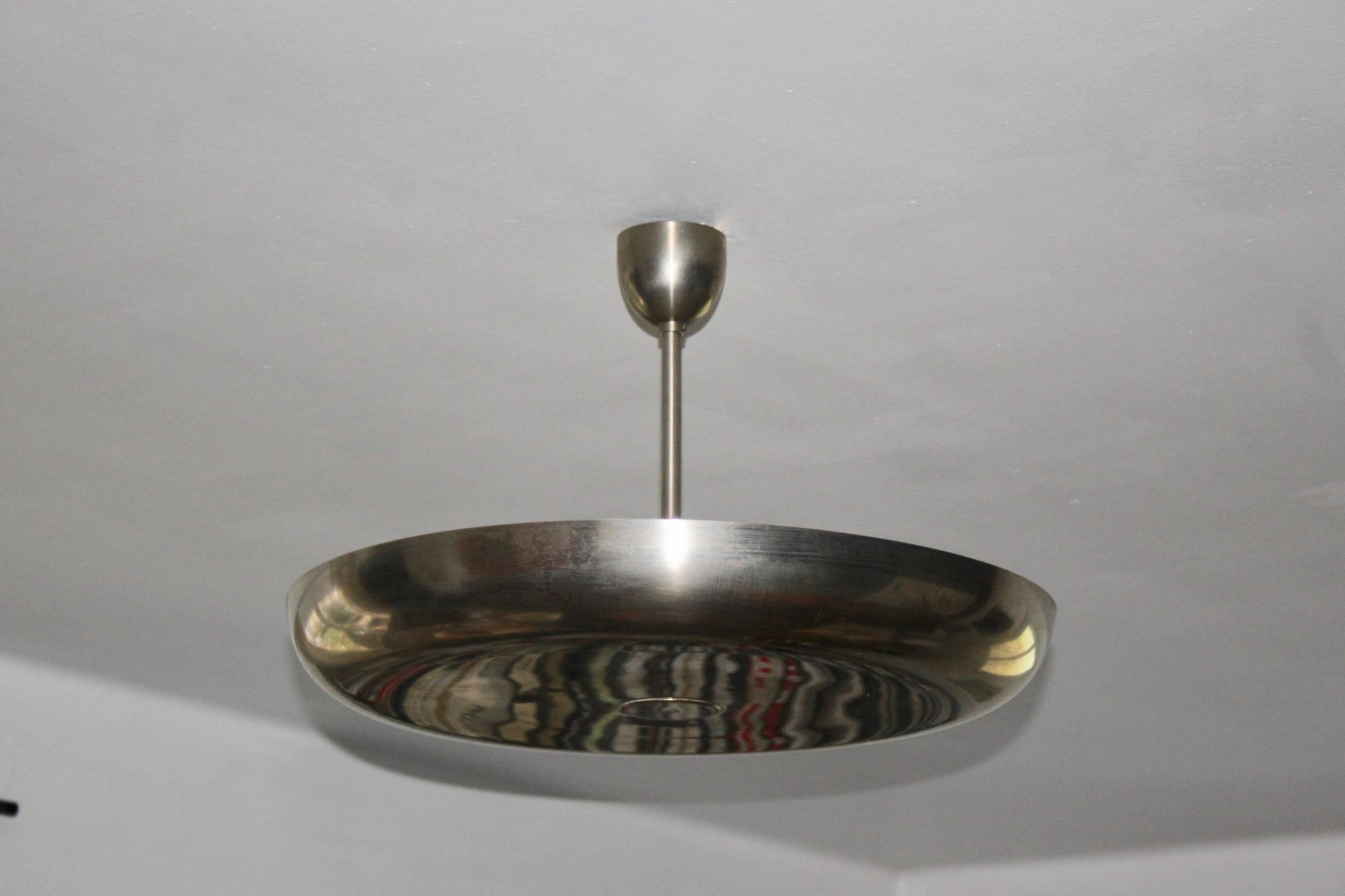 Art deco metal chromed chandelier