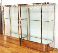 Art Deco Chromed Metal Glass Display Cabinets