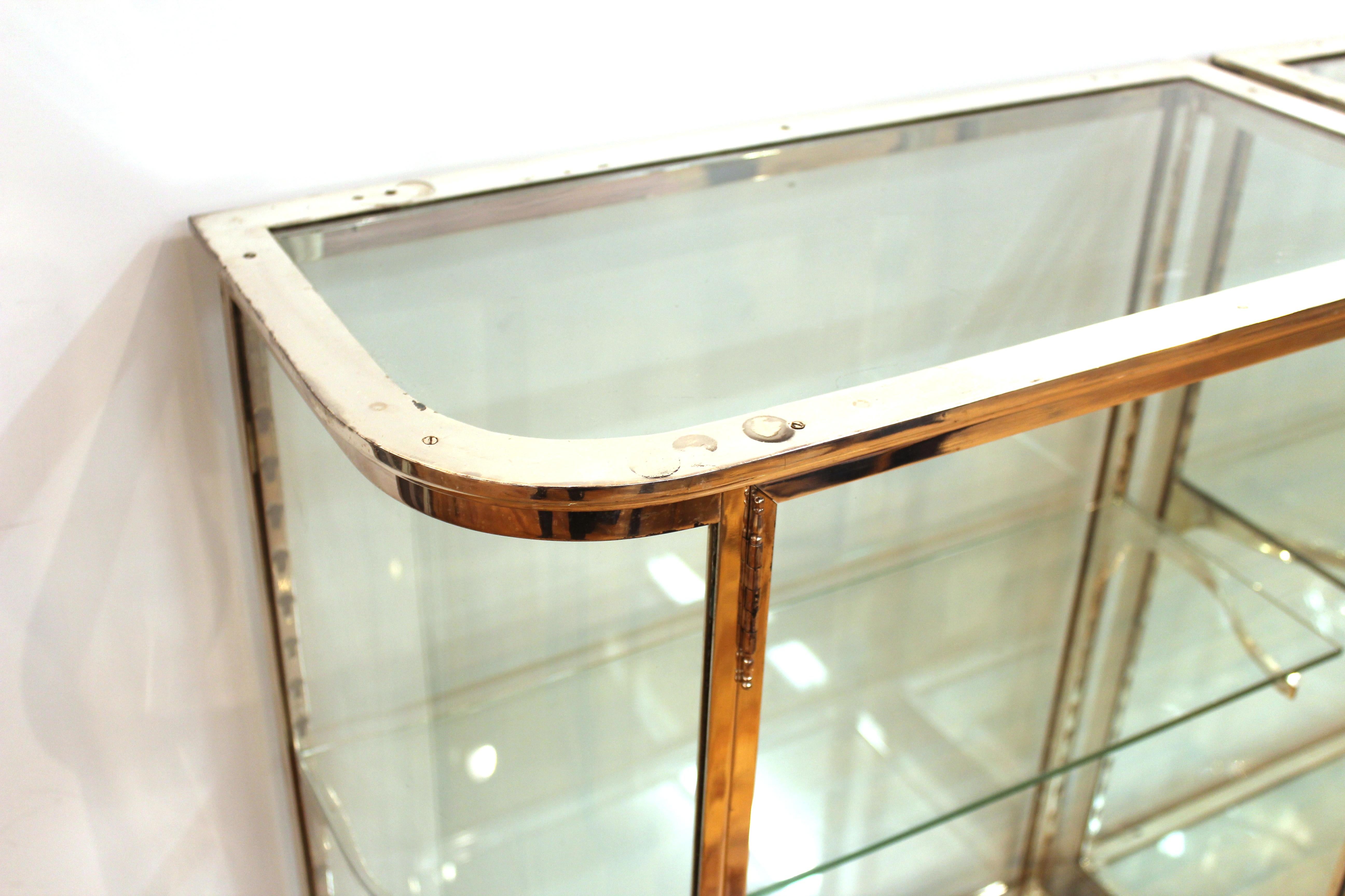 American Art Deco Chromed Metal Glass Display Cabinets