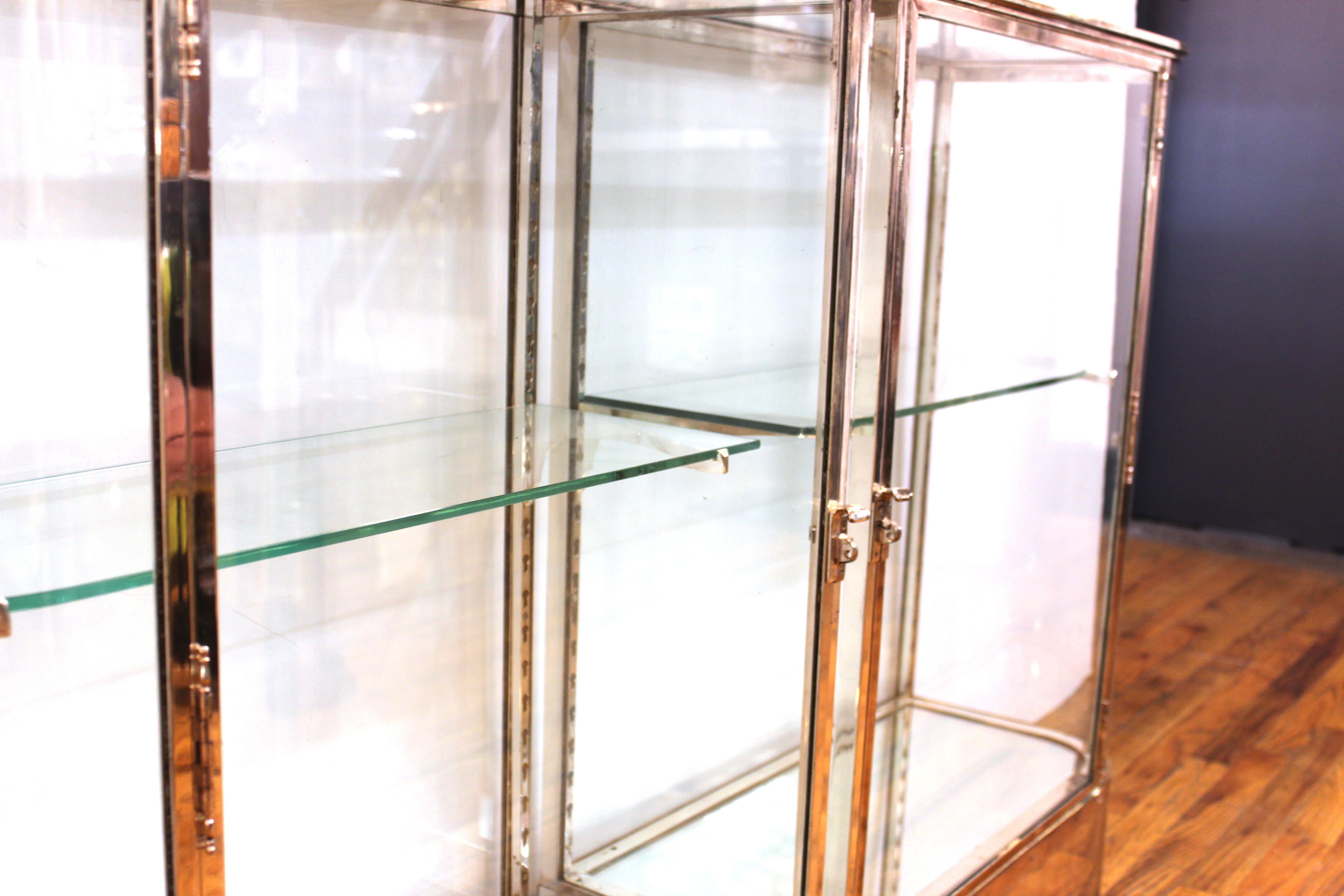 Mid-20th Century Art Deco Chromed Metal Glass Display Cabinets