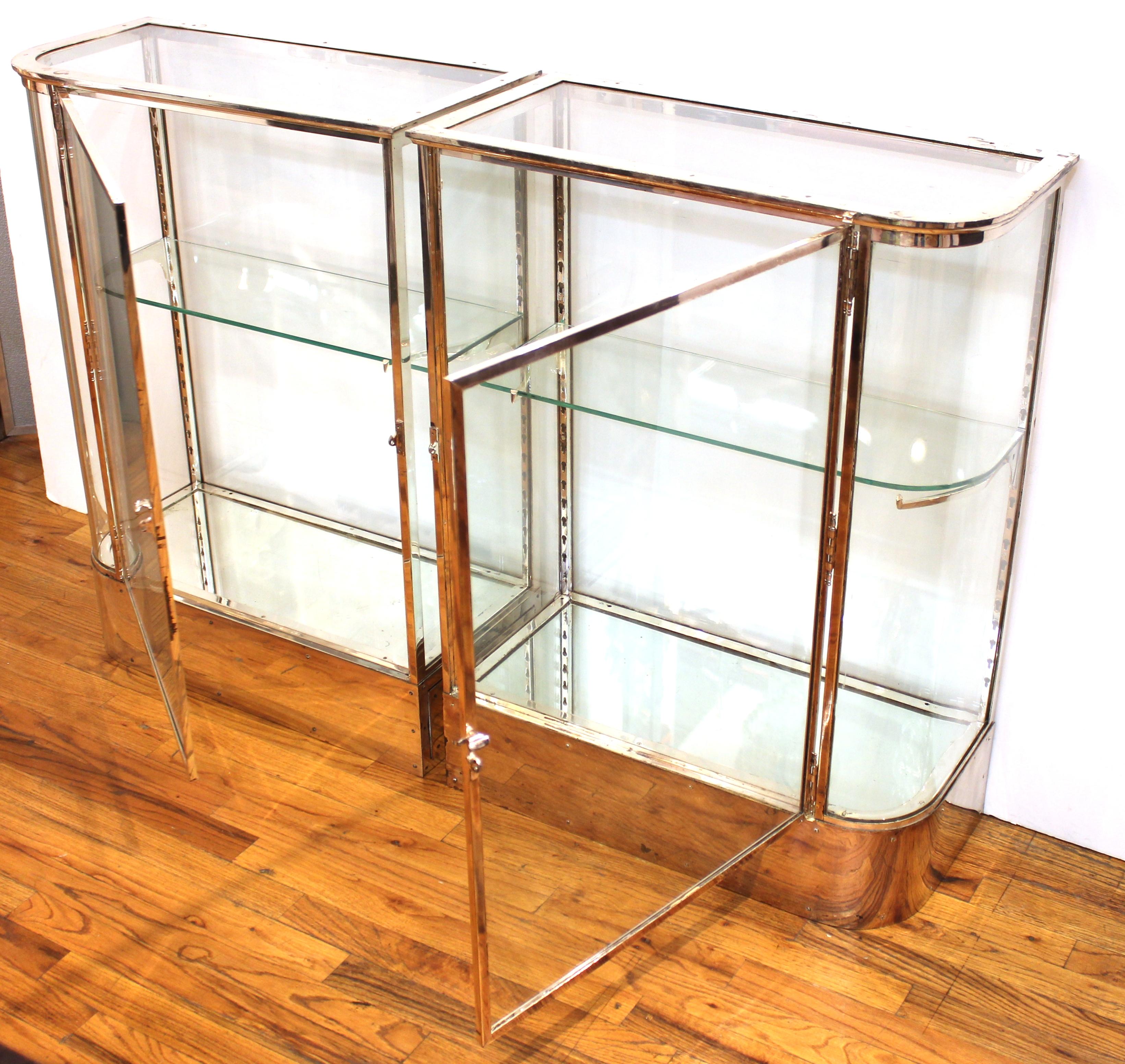 Art Deco Chromed Metal Glass Display Cabinets 2