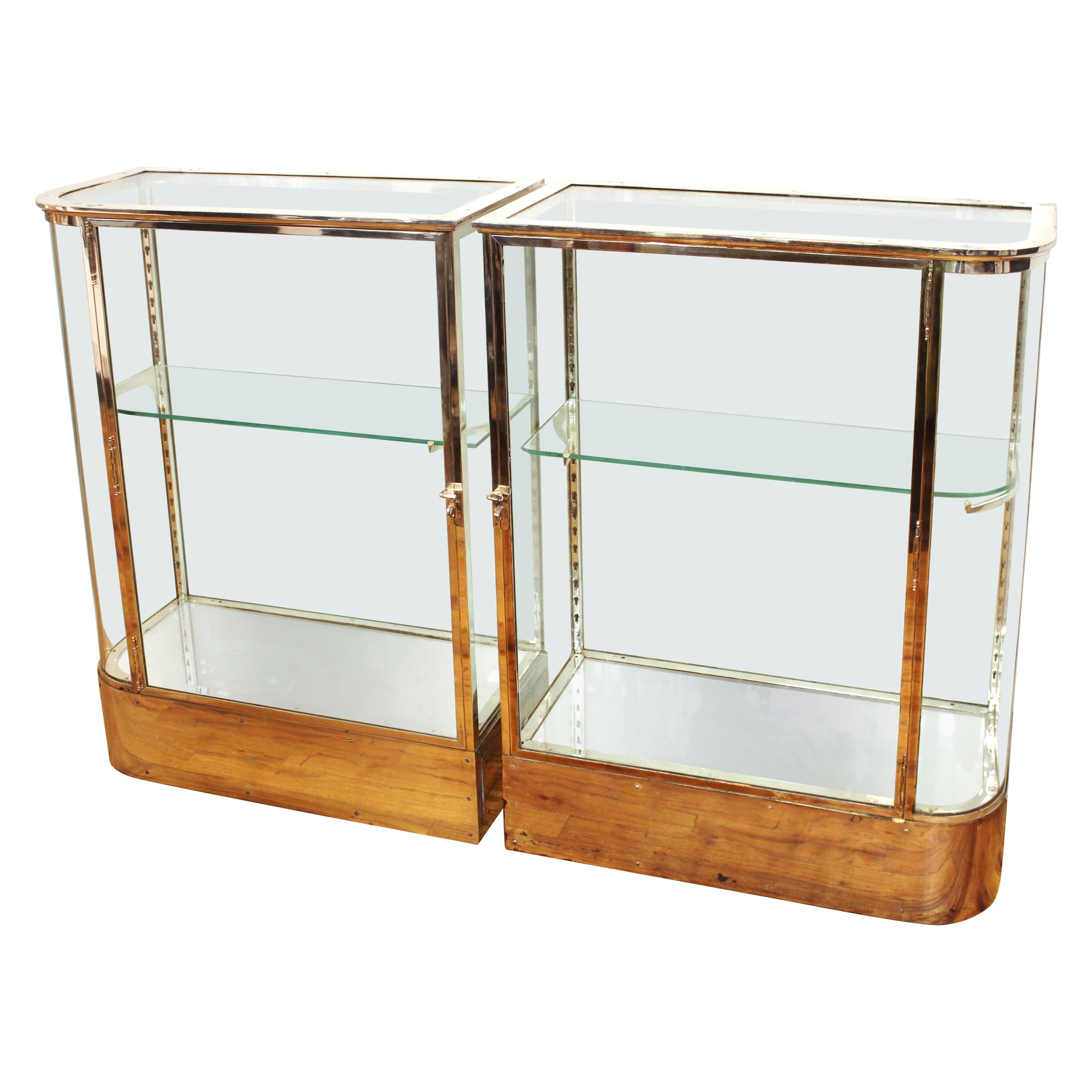 Art Deco Chromed Metal Glass Display Cabinets