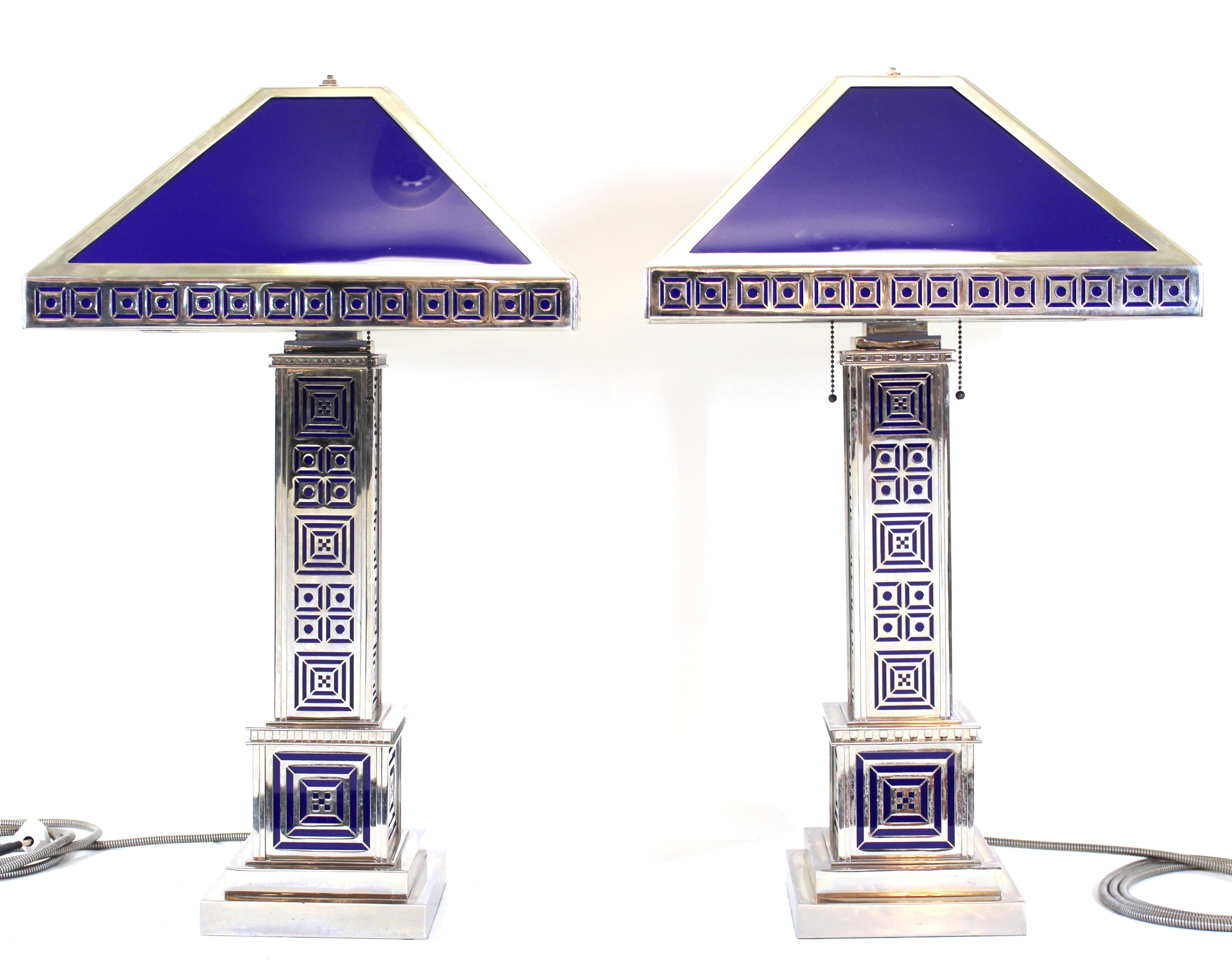 Unknown Art Deco Chromed Metal Table Lamps