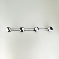 Art Deco Chromed Metal Wall-Mounted Coat Rack with Four Hooks, France, 1930s