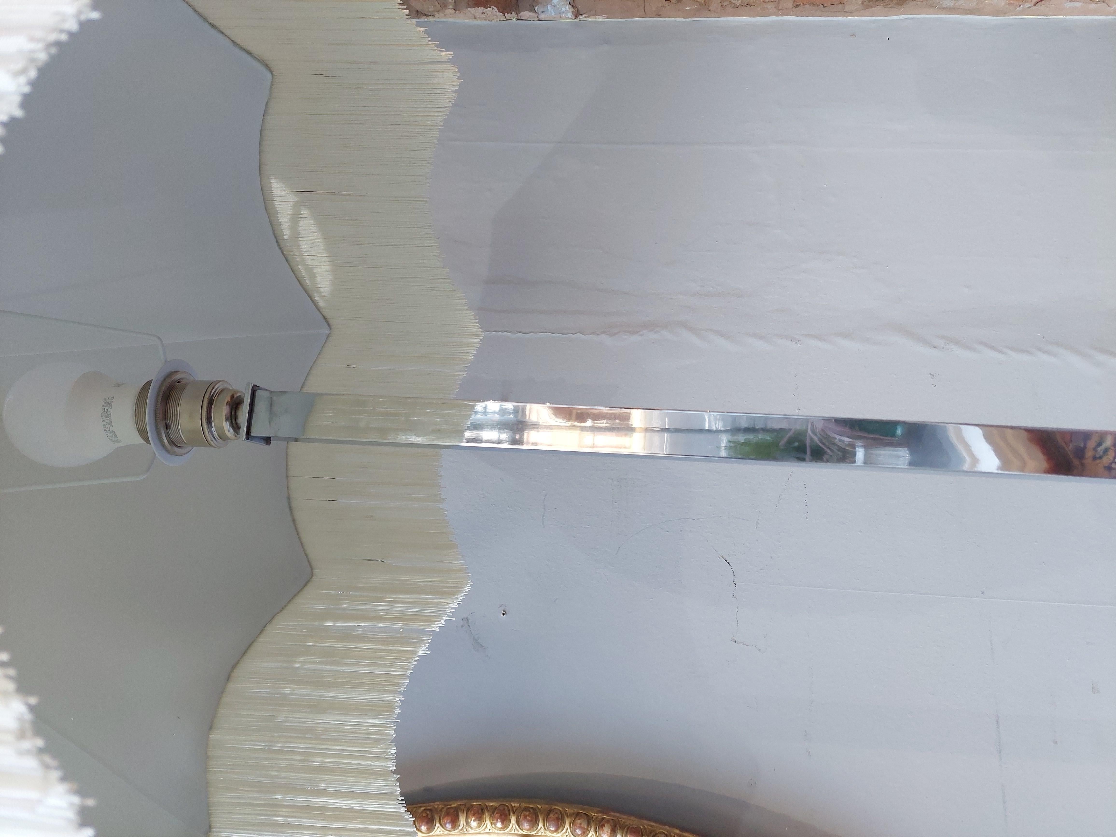 Silk Art Deco Chromed Standard Lamp For Sale