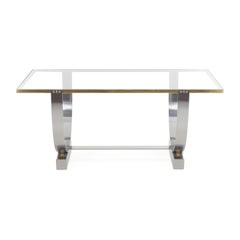 Art Deco Chromed Steel, Brass and Glass Console Table by Donald Deskey