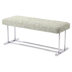 Art Deco Chromed Steel Upholstered Bench, USA 1940's Art Deco Chromed Steel Upholstered Bench, USA 1940's
