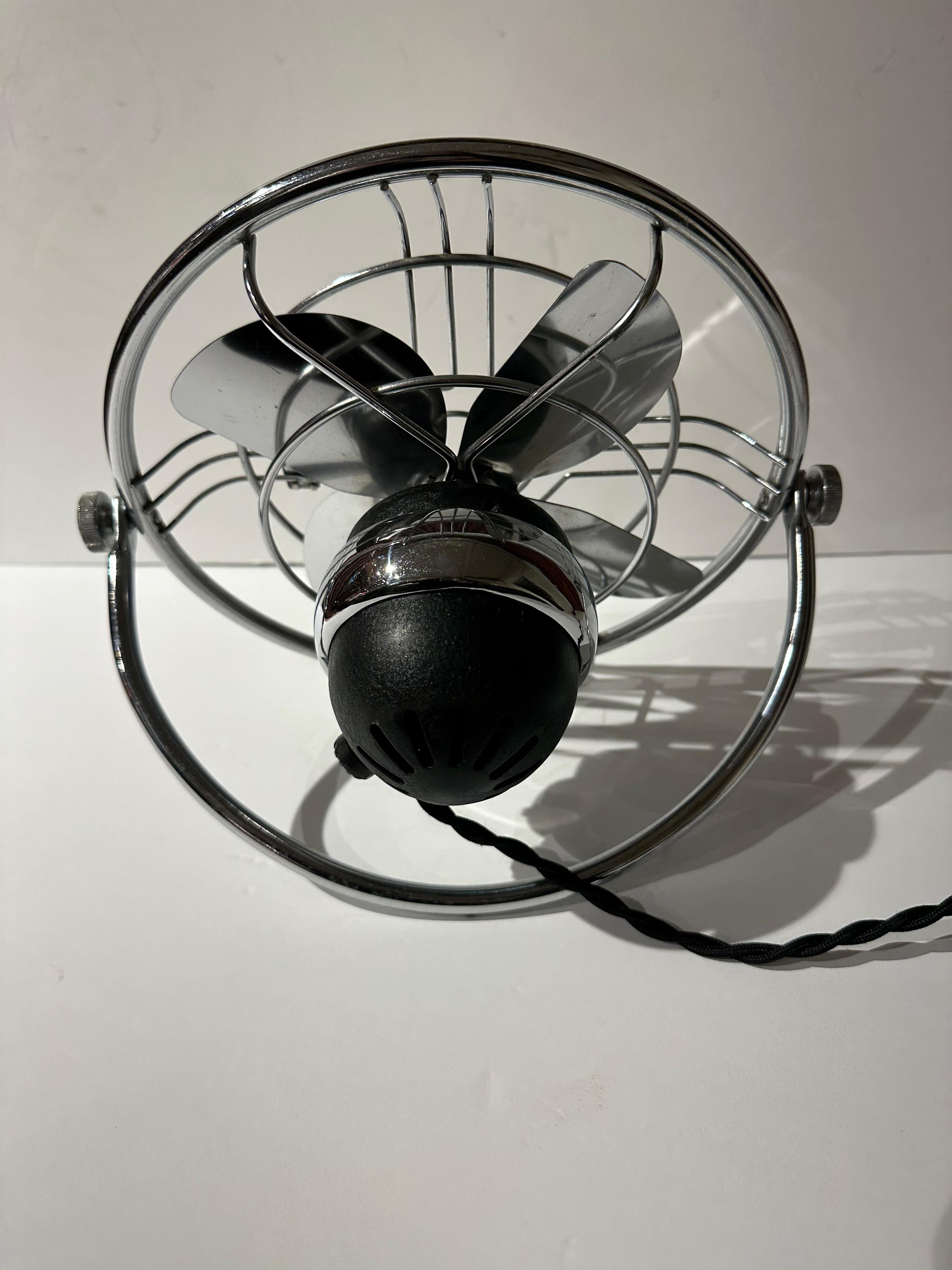 North American Art Deco Chromed Table  Fan the Jack Frost Model  by Knapp Monarch