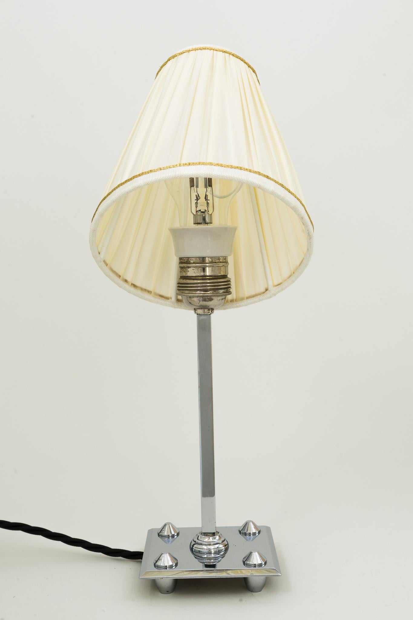 Art Deco Chromed Table Lamp with Fabric Shade, Vienna, circa 1920s For Sale 4