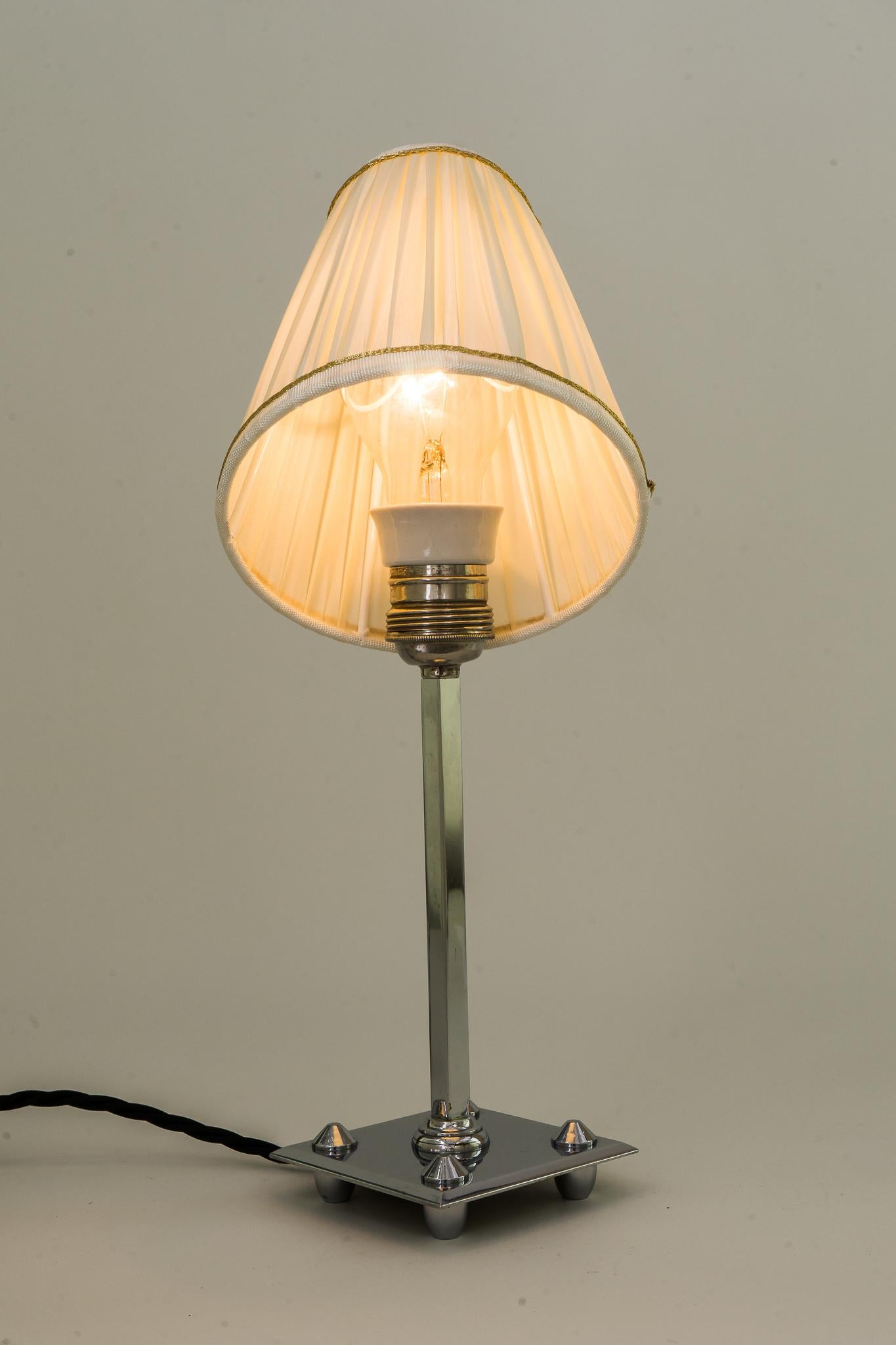 Art Deco Chromed Table Lamp with Fabric Shade, Vienna, circa 1920s For Sale 5