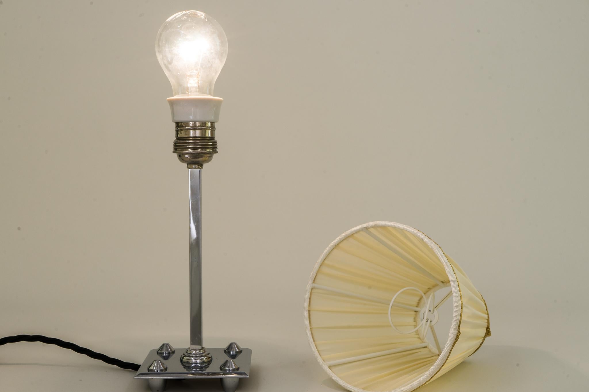 Art Deco Chromed Table Lamp with Fabric Shade, Vienna, circa 1920s For Sale 6