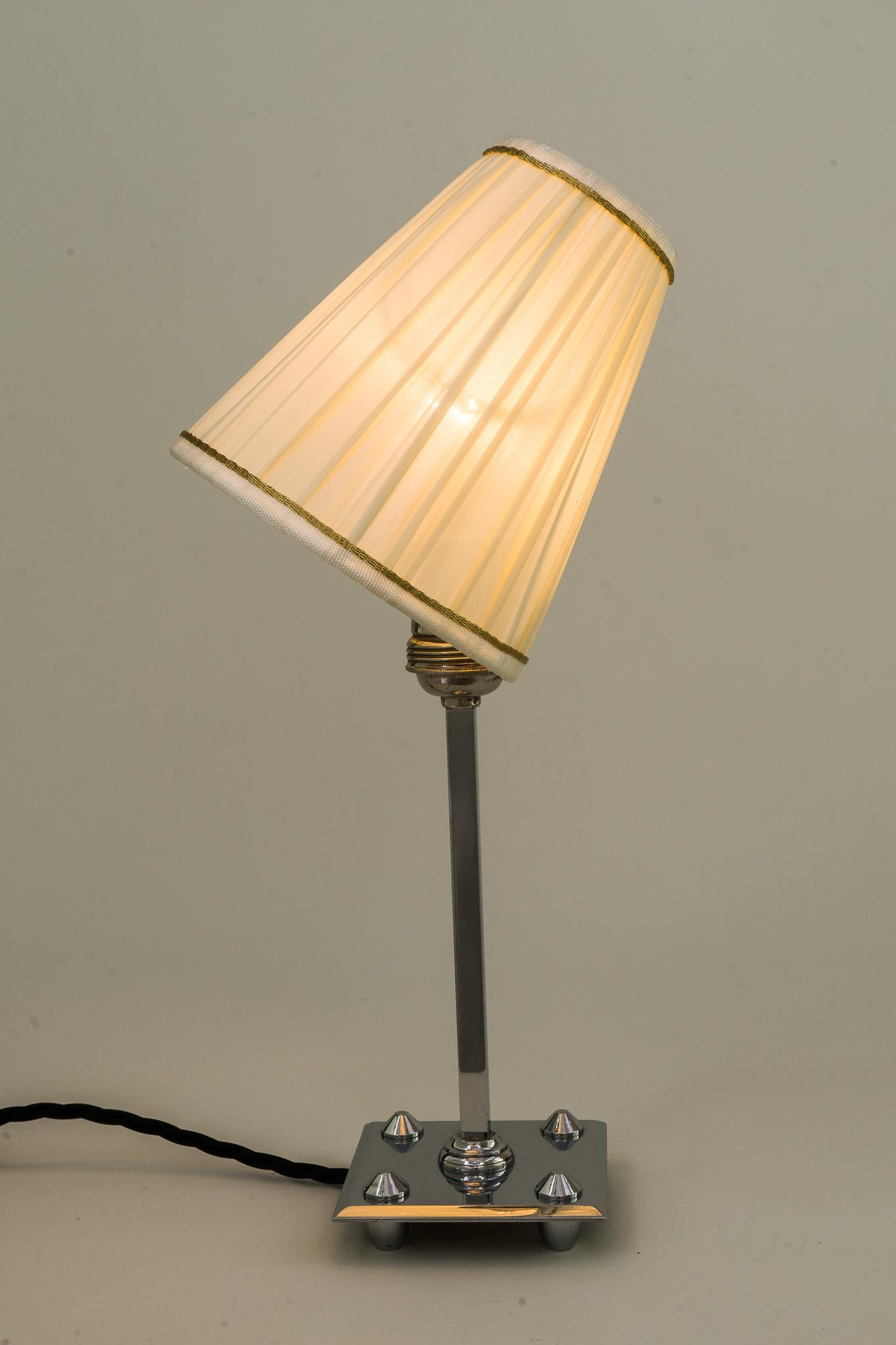 Art Deco Chromed Table Lamp with Fabric Shade, Vienna, circa 1920s For Sale 1