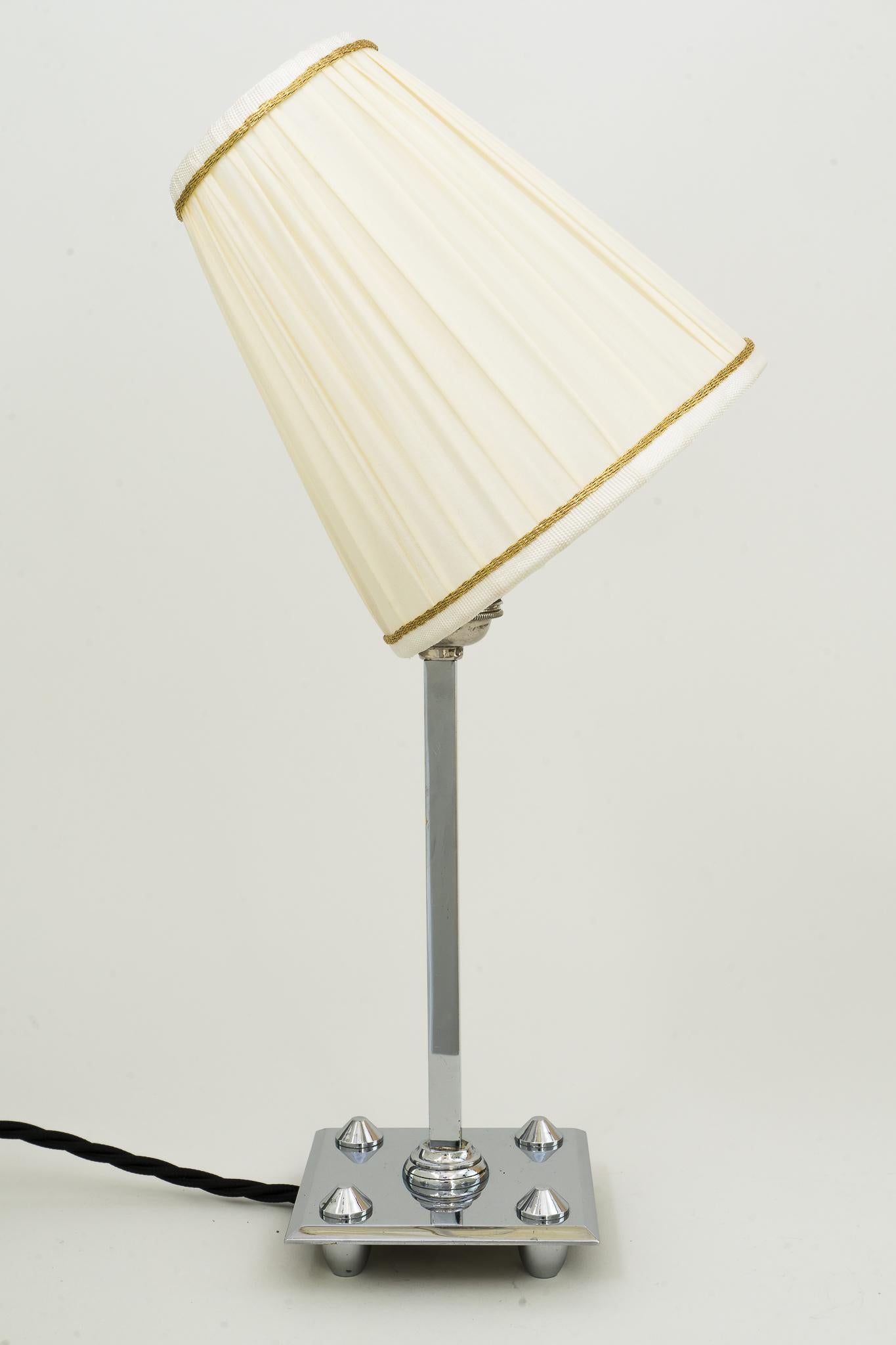 Art Deco Chromed Table Lamp with Fabric Shade, Vienna, circa 1920s For Sale 2