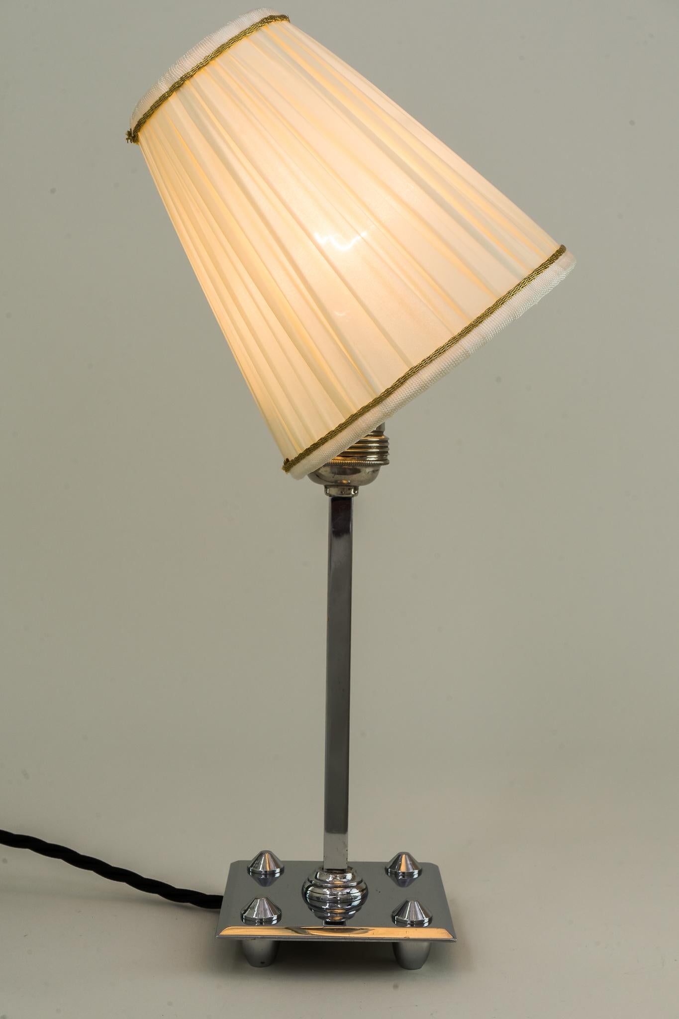 Art Deco Chromed Table Lamp with Fabric Shade, Vienna, circa 1920s For Sale 3