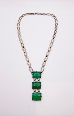 Art Deco Chrysopras-Halskette
